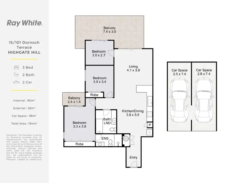 Floorplan of Homely apartment listing, 15/101 Dornoch Terrace, Highgate Hill QLD 4101