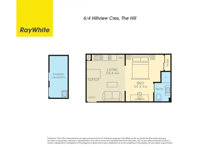 Floorplan of Homely studio listing, 6/4 Hillview Crescent, The Hill NSW 2300