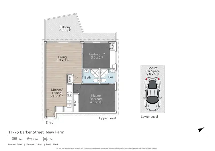 Floorplan of Homely apartment listing, 11/75 Barker Street, New Farm QLD 4005