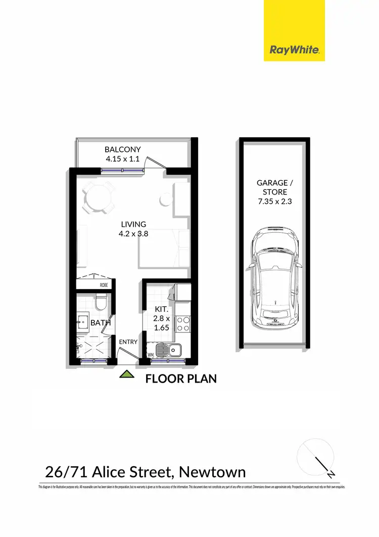 Floorplan of Homely studio listing, 26/71 Alice Street, Newtown NSW 2042