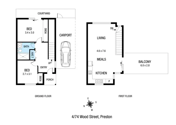 Floorplan of Homely townhouse listing, 4/74 Wood Street, Preston VIC 3072
