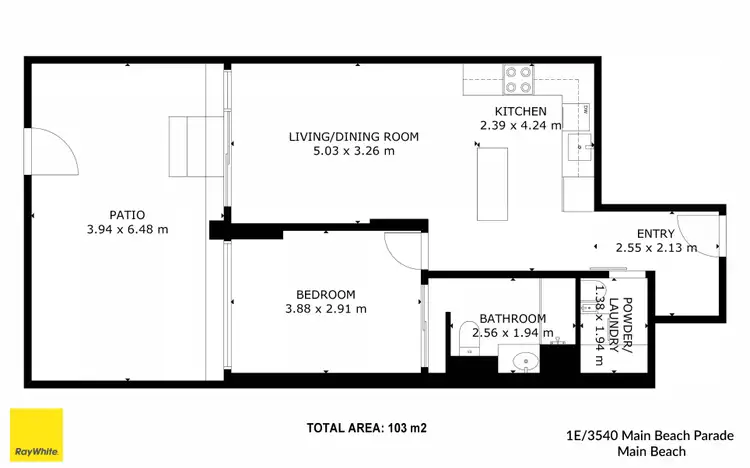 Floorplan of Homely unit listing, 1E/3540 Main Beach Parade, Main Beach QLD 4217