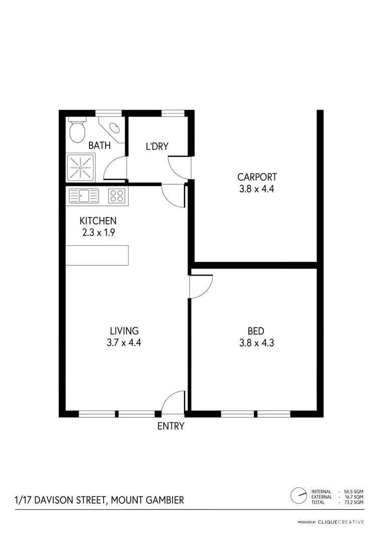 Floorplan of Homely unit listing, 1/17 Davison Street, Mount Gambier SA 5290