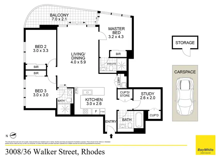 Floorplan of Homely apartment listing, 3008/36 Walker Street, Rhodes NSW 2138