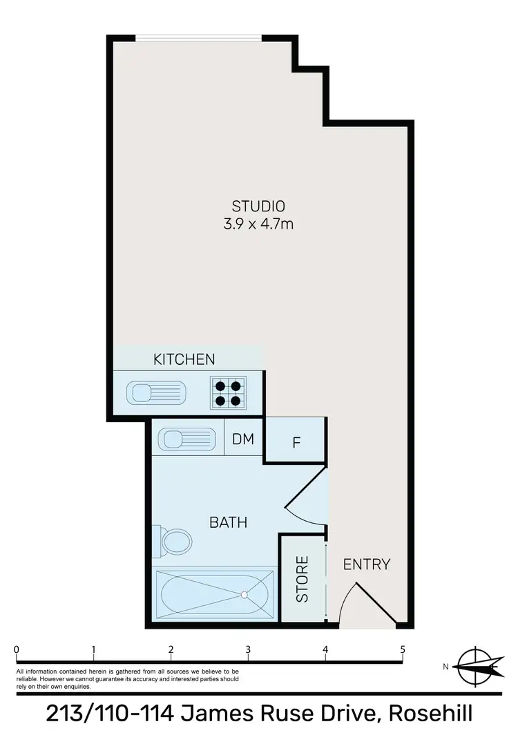 Floorplan of Homely studio listing, 213/110-114 James Ruse Drive, Rosehill NSW 2142