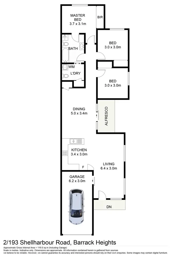 Floorplan of Homely semi-detached listing, 2/193 Shellharbour Road, Barrack Heights NSW 2528