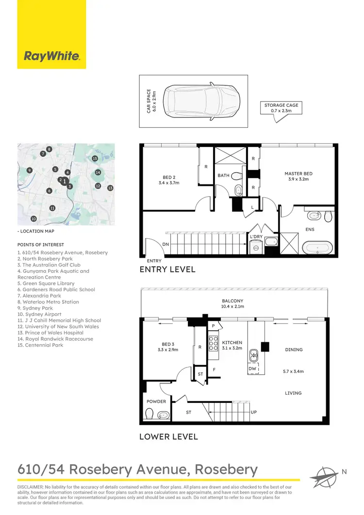 Floorplan of Homely apartment listing, 610/54 Rosebery Avenue, Rosebery NSW 2018