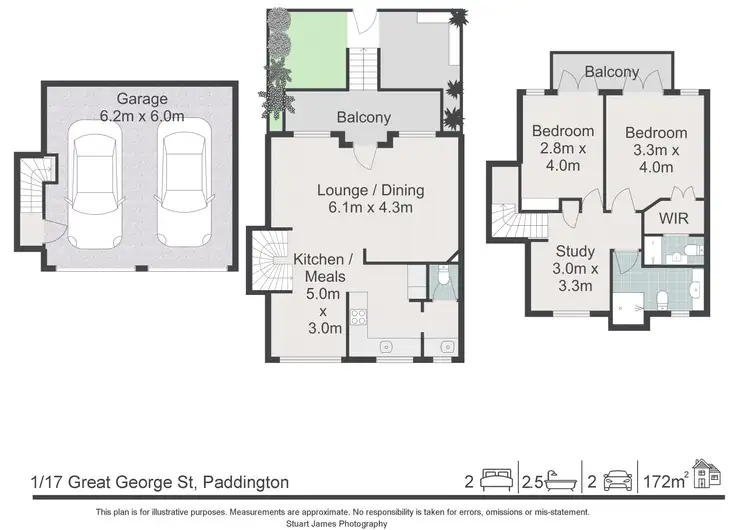 Floorplan of Homely townhouse listing, 1/17 Great George Street, Paddington QLD 4064