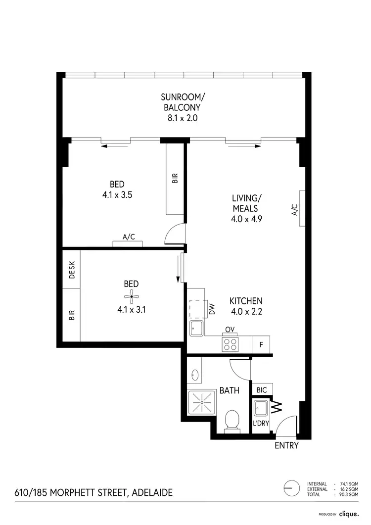 Floorplan of Homely apartment listing, 610/185 Morphett Street, Adelaide SA 5000