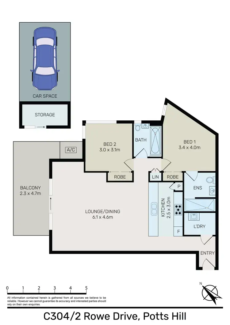 Floorplan of Homely unit listing, C304/2 Rowe Drive, Potts Hill NSW 2143