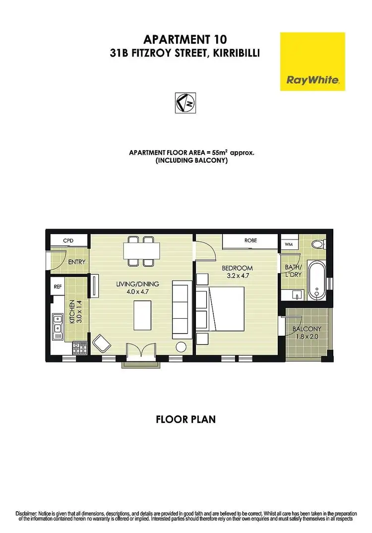 Floorplan of Homely apartment listing, 10/31B Fitzroy Street, Kirribilli NSW 2061