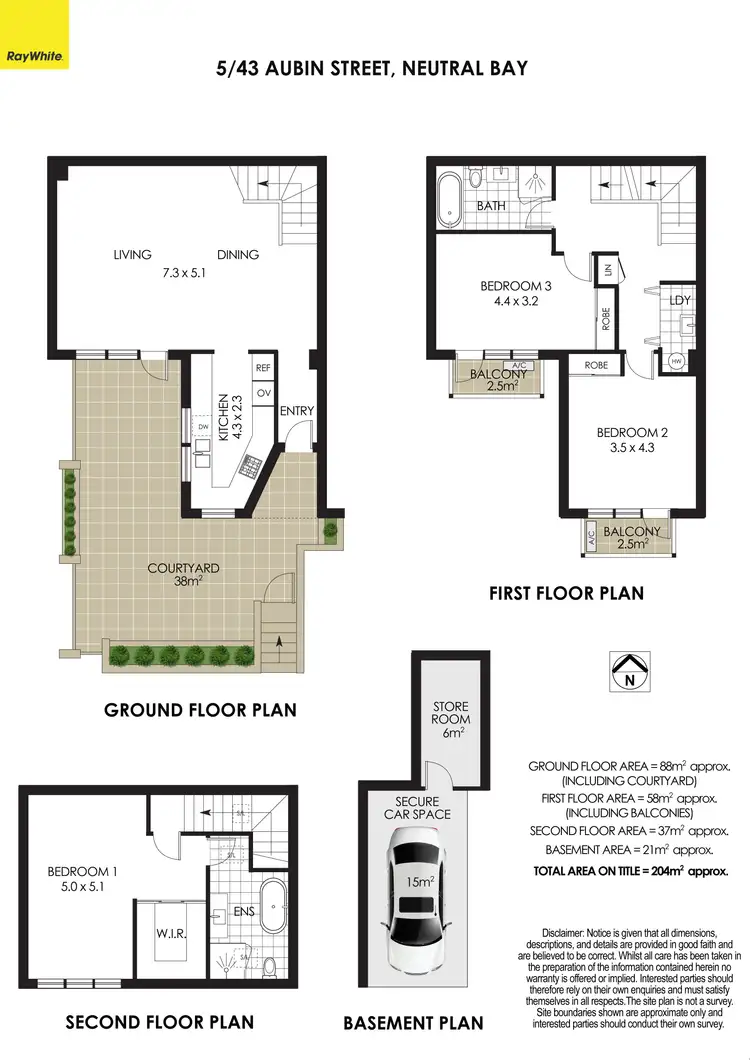 Floorplan of Homely townhouse listing, 5/43 Aubin Street, Neutral Bay NSW 2089