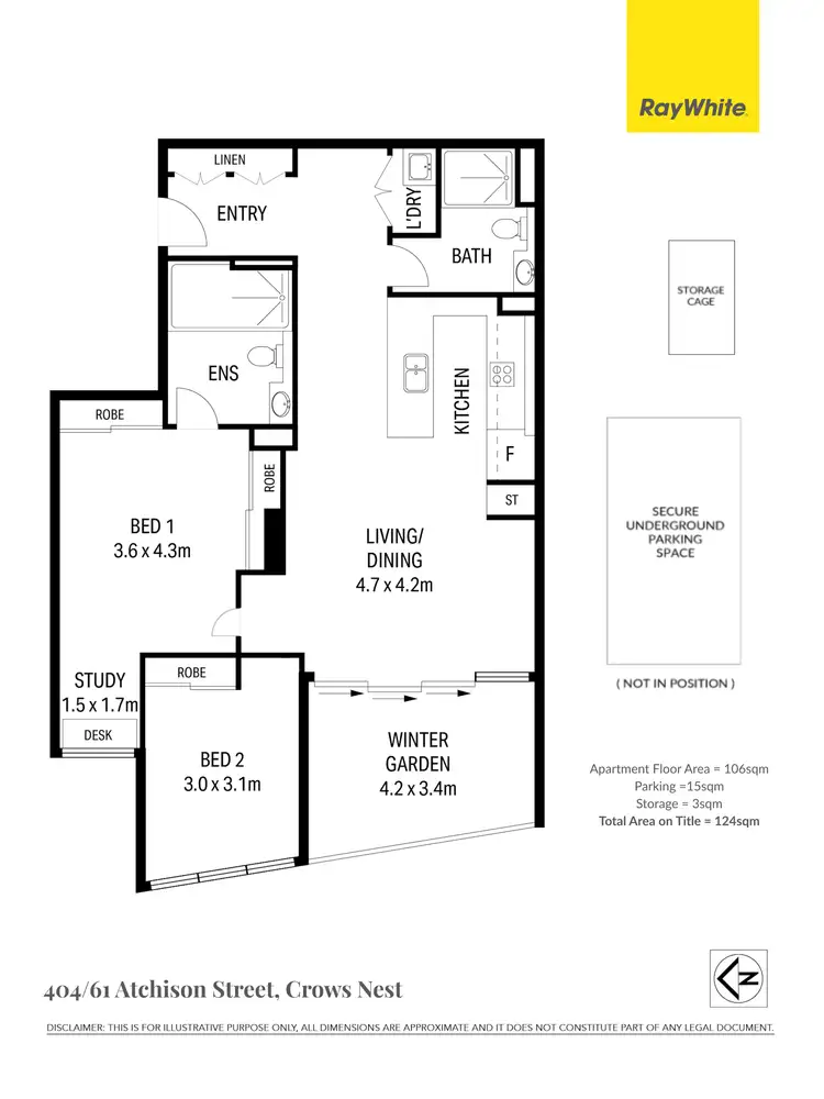 Floorplan of Homely apartment listing, 404/61 Atchison Street, Crows Nest NSW 2065
