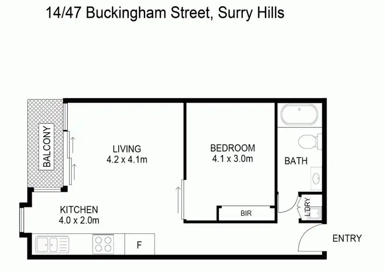 Floorplan of Homely apartment listing, 14/47-49 Buckingham Street, Surry Hills NSW 2010