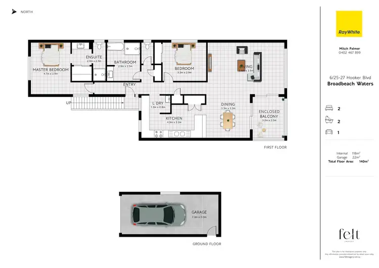 Floorplan of Homely townhouse listing, 6/25-27 Hooker Boulevard, Broadbeach Waters QLD 4218