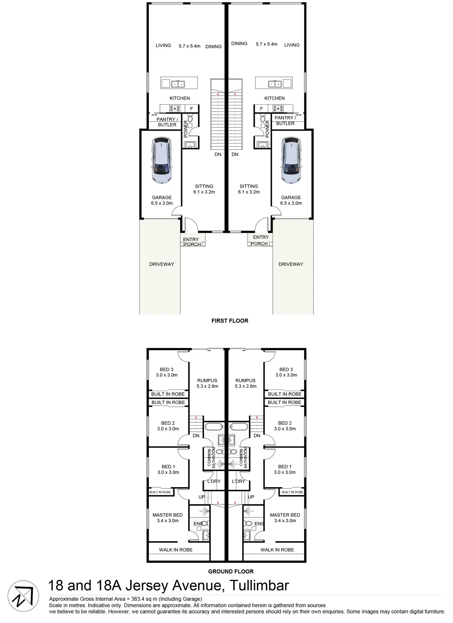Floorplan of Homely semi-detached listing, 18 &18a Jersey Avenue, Tullimbar NSW 2527
