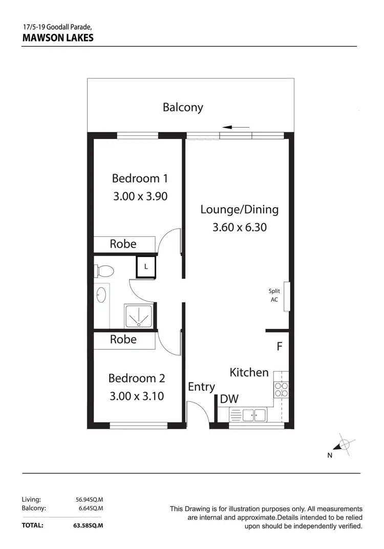 Floorplan of Homely unit listing, 17/5-19 Goodall Parade, Mawson Lakes SA 5095