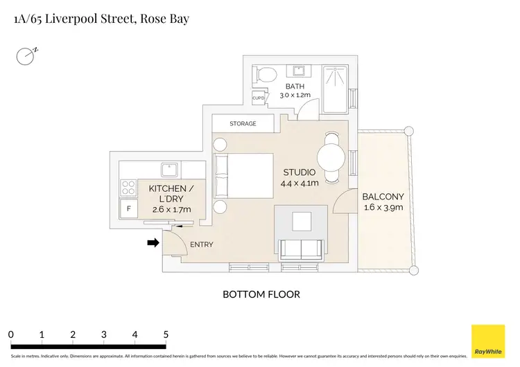 Floorplan of Homely studio listing, 1a/65 Liverpool Street, Rose Bay NSW 2029