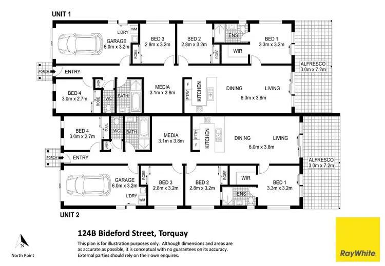 Floorplan of Homely semi-detached listing, 1/124B Bideford Street, Torquay QLD 4655