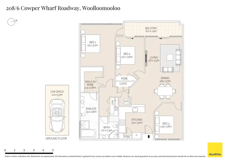 Floorplan of Homely apartment listing, 208/6 Cowper Wharf Roadway, Woolloomooloo NSW 2011