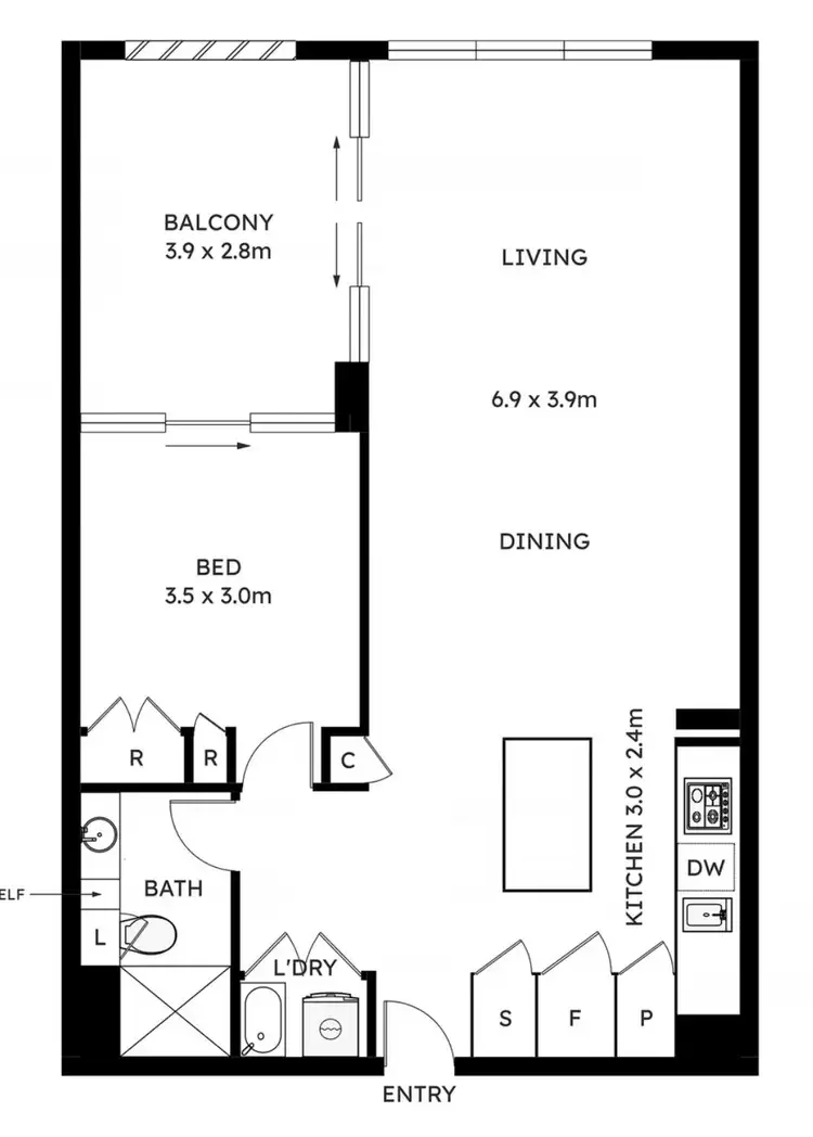 Floorplan of Homely apartment listing, 2109/1 Metters Street, Erskineville NSW 2043
