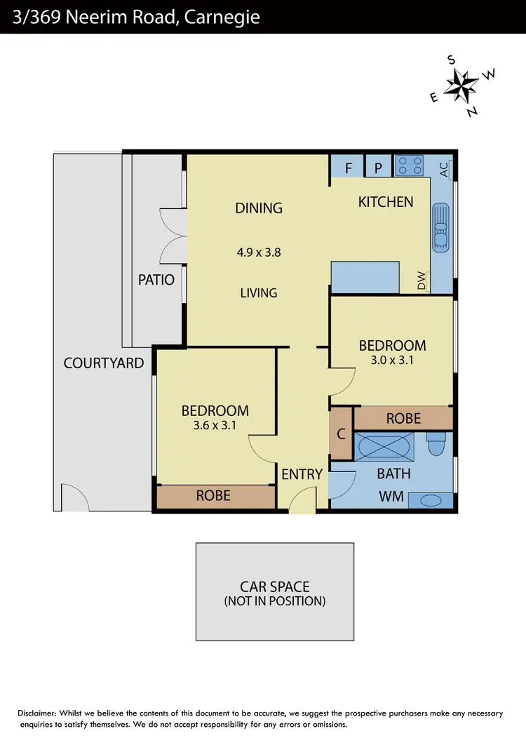 Floorplan of Homely apartment listing, 3/369 Neerim Road, Carnegie VIC 3163
