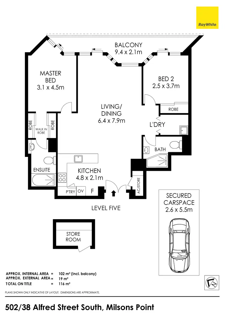 Floorplan of Homely apartment listing, 502/38 Alfred Street South, Milsons Point NSW 2061