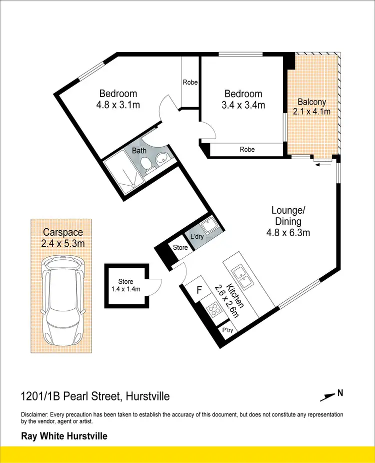 Floorplan of Homely apartment listing, 1201/1B Pearl Street, Hurstville NSW 2220