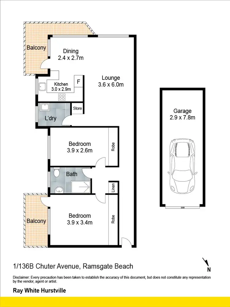 Floorplan of Homely apartment listing, 1/136B Chuter Avenue, Ramsgate Beach NSW 2217