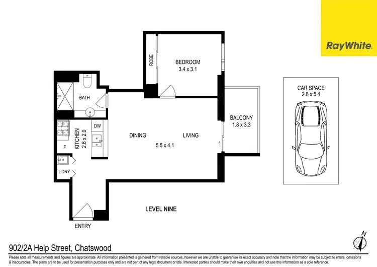 Floorplan of Homely unit listing, 902/2A Help Street, Chatswood NSW 2067