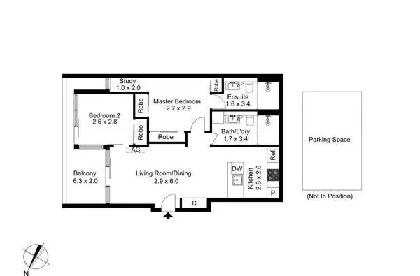 Floorplan of Homely apartment listing, 1906/89 Gladstone Street, South Melbourne VIC 3205