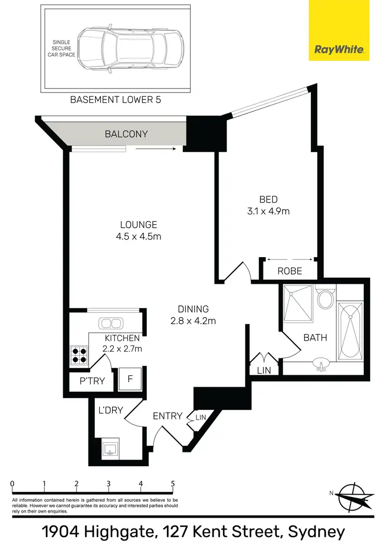 Floorplan of Homely apartment listing, 1904/127 Kent Street, Sydney NSW 2000