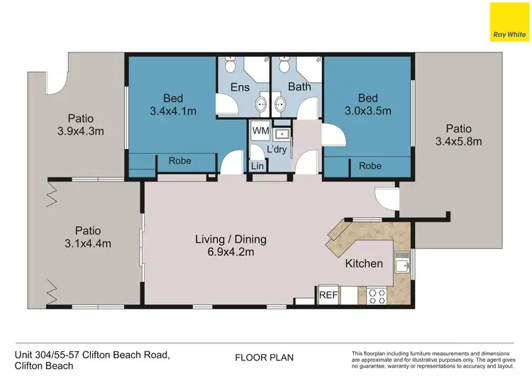 Floorplan of Homely apartment listing, 304/55-57 Clifton Road, Clifton Beach QLD 4879