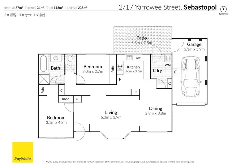 Floorplan of Homely unit listing, 2/17 Yarrowee Street, Sebastopol VIC 3356