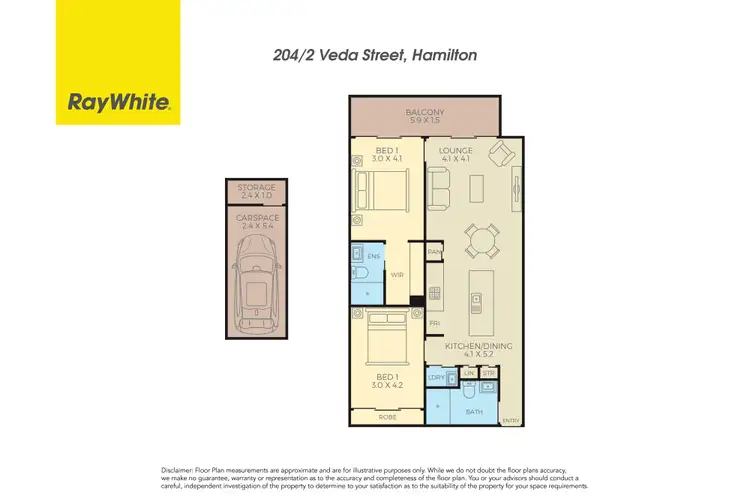 Floorplan of Homely apartment listing, 204/2 Veda Street, Hamilton NSW 2303