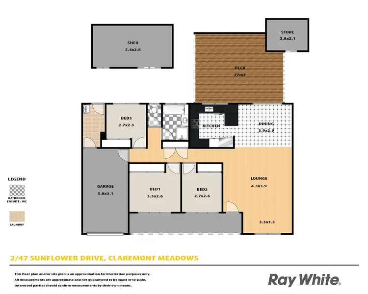 Floorplan of Homely semi-detached listing, 2/47 Sunflower Drive, Claremont Meadows NSW 2747