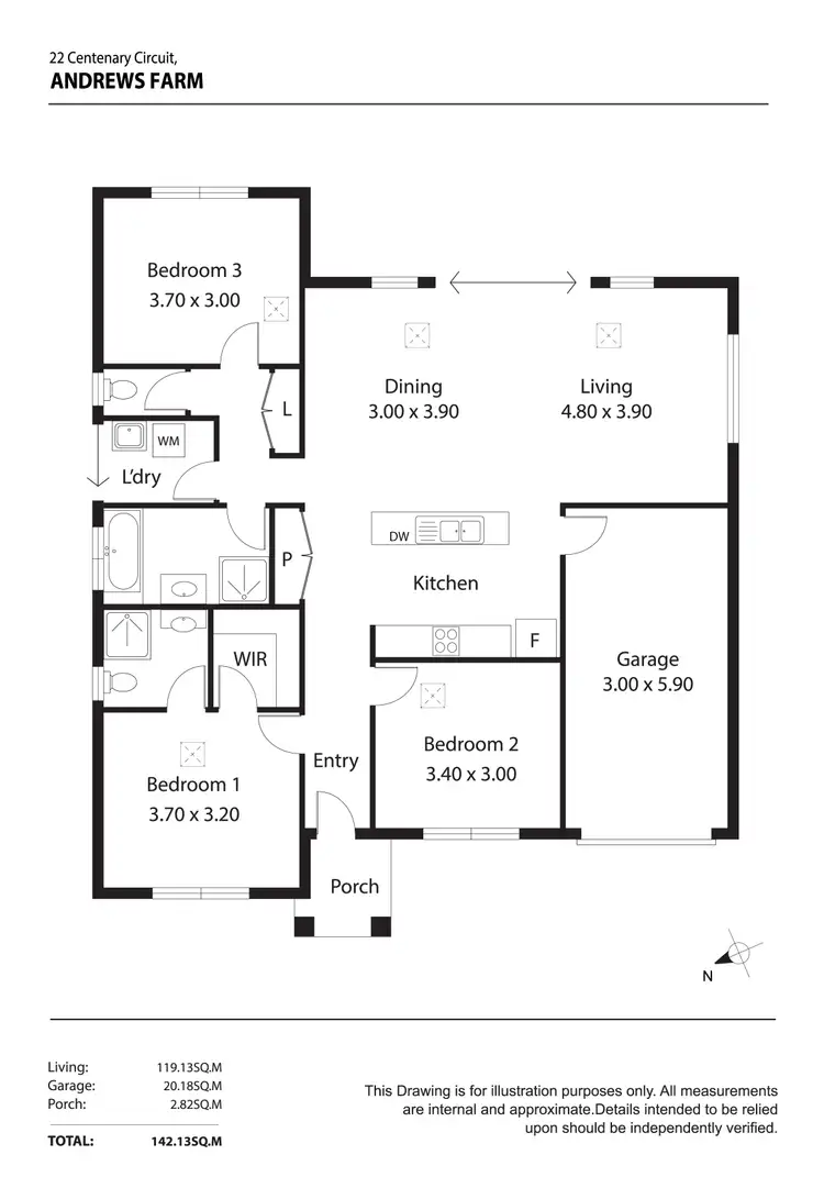 Floorplan of Homely house listing, 22 Centenary Circuit, Andrews Farm SA 5114