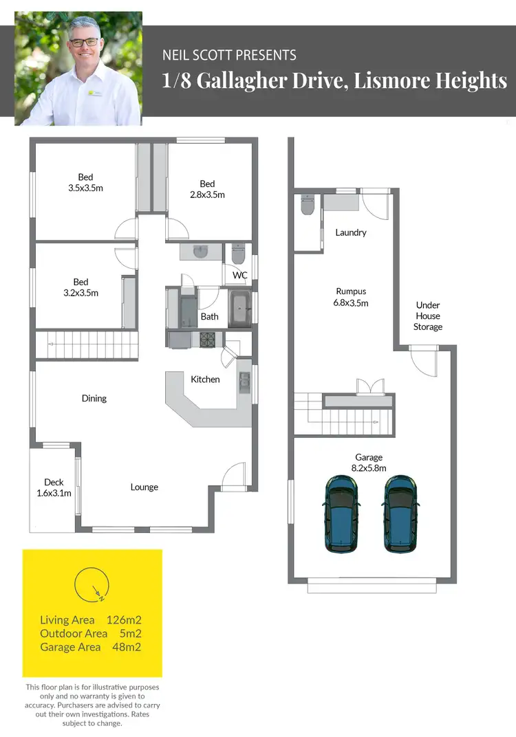 Floorplan of Homely semi-detached listing, 1/8 Gallagher Drive, Lismore Heights NSW 2480
