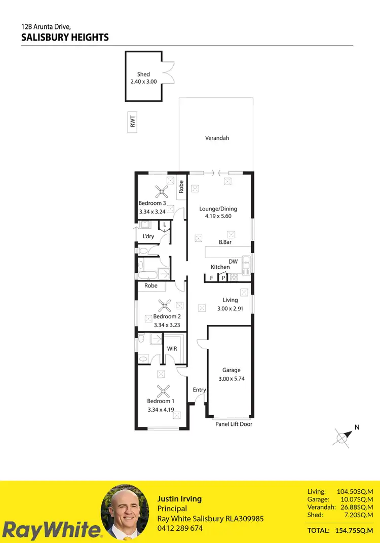 Floorplan of Homely house listing, 12B Arunta Drive, Salisbury Heights SA 5109