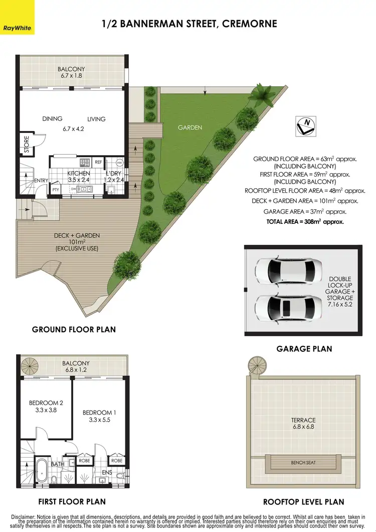 Floorplan of Homely townhouse listing, 1/2 Bannerman Street, Cremorne NSW 2090