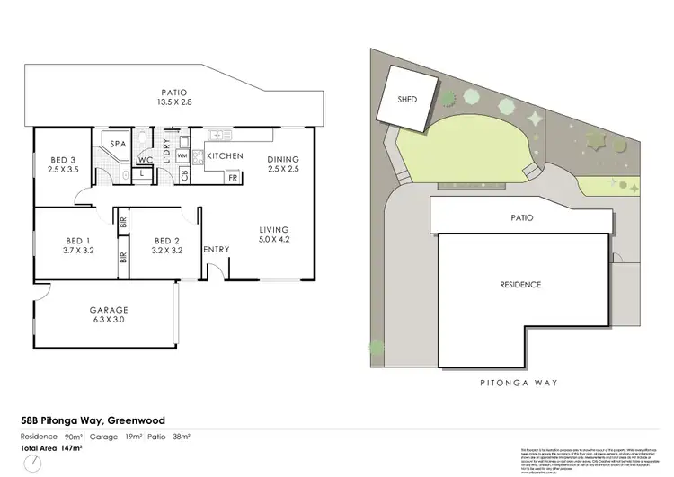 Floorplan of Homely semi-detached listing, 58B Pitonga Way, Greenwood WA 6024