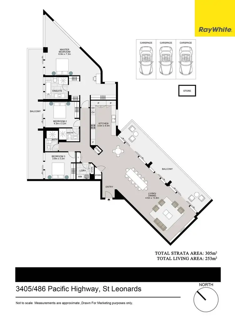 Floorplan of Homely apartment listing, 3405/486 Pacific Highway, St Leonards NSW 2065