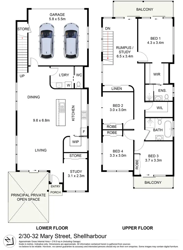 Floorplan of Homely townhouse listing, 2 & 3/30 Mary Street, Shellharbour NSW 2529