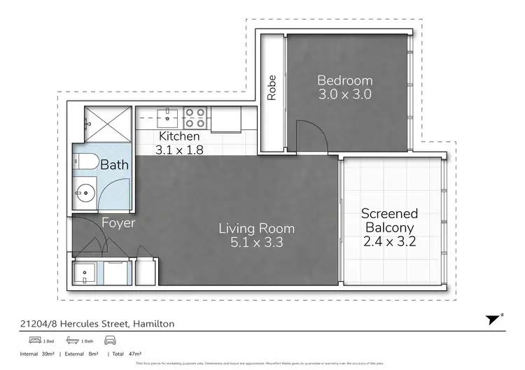 Floorplan of Homely apartment listing, 21204/8 Hercules Street, Hamilton QLD 4007