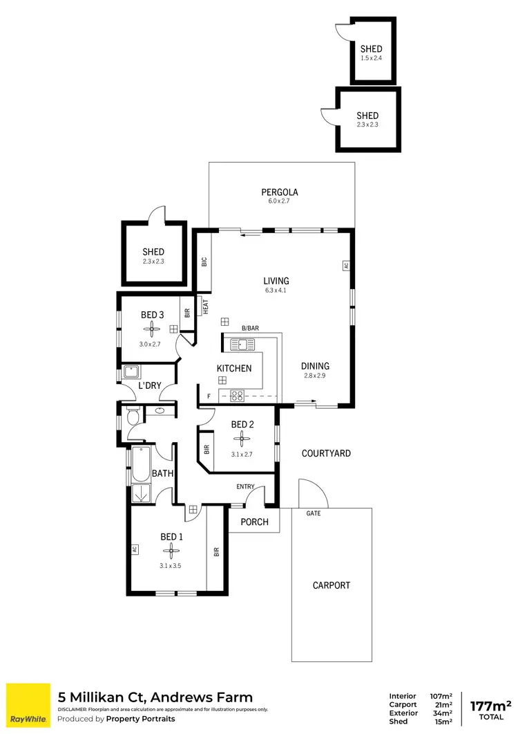 Floorplan of Homely house listing, 5 Millikan Court, Andrews Farm SA 5114