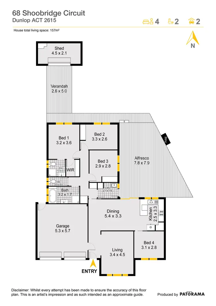 Floorplan of Homely house listing, 68 Shoobridge Circuit, Dunlop ACT 2615