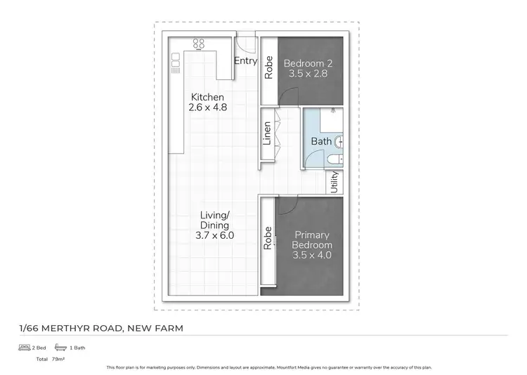 Floorplan of Homely apartment listing, 1/66 Merthyr Road, New Farm QLD 4005