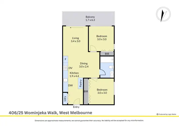 Floorplan of Homely apartment listing, 406/25 Wominjeka Walk, West Melbourne VIC 3003