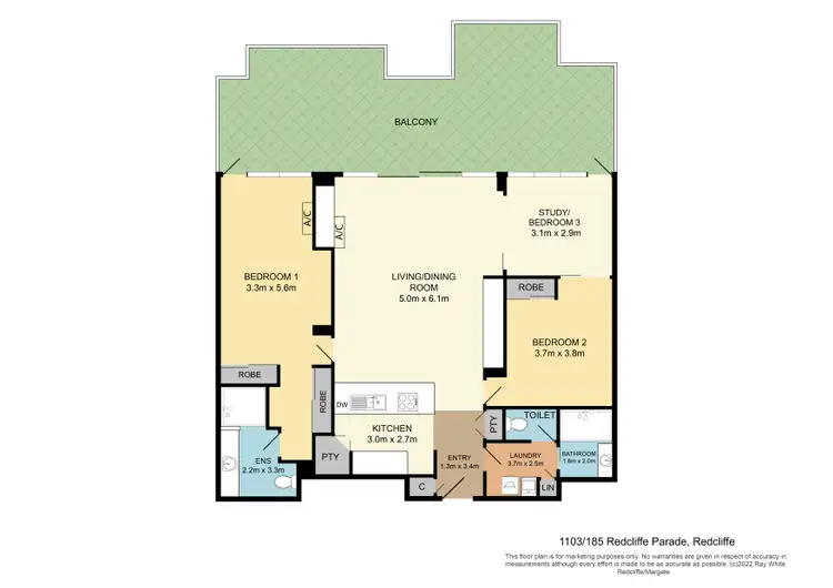 Floorplan of Homely apartment listing, 1103/185 Redcliffe Parade, Redcliffe QLD 4020