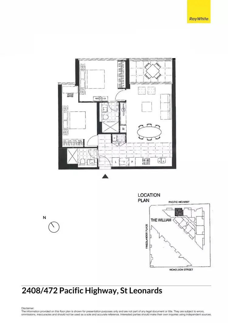 Floorplan of Homely unit listing, 2408/472 Pacific Highway, St Leonards NSW 2065